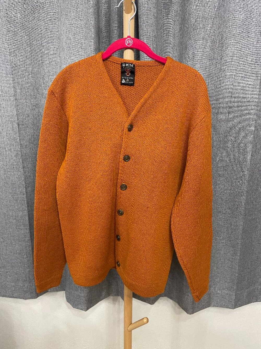 Vintage SKM Penguin Seattle Knitting Mills Wool Cardigan Mens Large orange